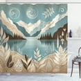 thumbnail image 1 of Ambesonne Lake Shower Curtain, Calm Mountains Scenery Botany, 69"Wx70"L, Pale Teal Tan and Brown, 1 of 1