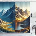 thumbnail image 1 of Ambesonne Lake Shower Curtain, Dreamy Art Snowy Mountains Sun, 69"Wx84"L, Sea Blue Dark Khaki, 1 of 1