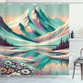 thumbnail image 1 of Ambesonne Lake Shower Curtain, Snowy Mountain Dreamland Print, 69"Wx70"L, Seafoam Coral Plum, 1 of 1