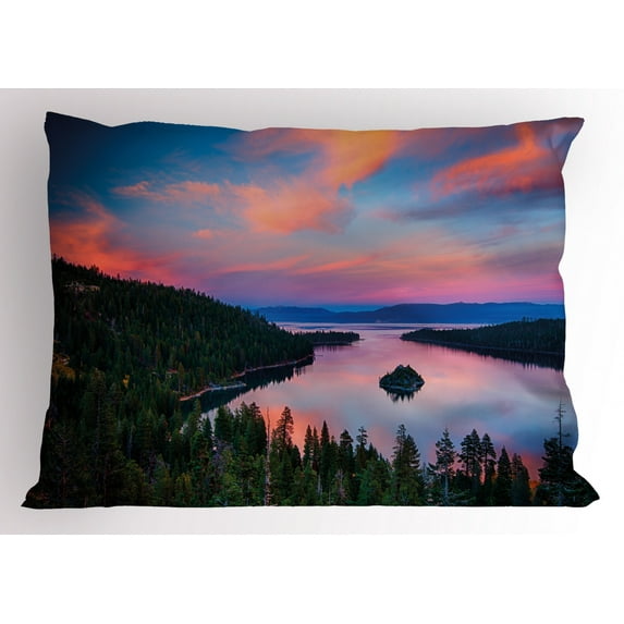 Ambesonne Lake Tahoe Pillow Sham, California Photo, 36" X 20", Multicolor