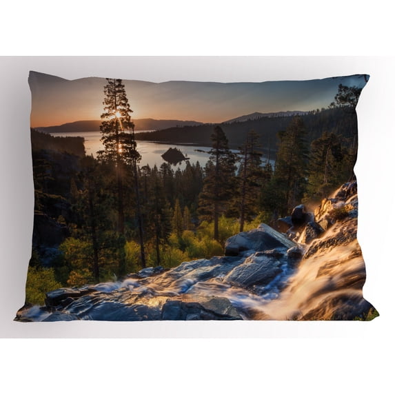 Ambesonne Lake Tahoe Pillow Sham, Romantic USA Places, 36" X 20", Multicolor
