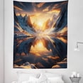 thumbnail image 1 of Ambesonne Lake Tapestry Twin Size, Reflection Snowy Mountain Dawn, 68"x88", Orange and Dark Blue, 1 of 2