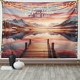 thumbnail image 1 of Ambesonne Lake Tapestry Wall Hanging, Mesmerizing Sunset Mountains, 60"x40", Salmon Purple Grey, 1 of 3