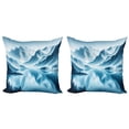 thumbnail image 1 of Ambesonne Lake Throw Pillow Cover 2 Pack, Cold Mountain Peaks Icy Water, 20", Pale Blue Petrol Blue, 1 of 7