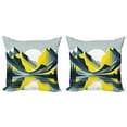thumbnail image 1 of Ambesonne Lake Throw Pillow Cover 2 Pack, Modern boho Sunrise Mountains, 16", Mustard Purpleblue White, 1 of 1