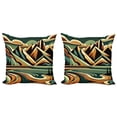 thumbnail image 1 of Ambesonne Lake Throw Pillow Cover 2 Pack, Mountain Landscape Mid Century, 20", Orange Almond Green, 1 of 1