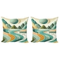 thumbnail image 1 of Ambesonne Lake Throw Pillow Cover 2 Pack, Mountain Minimal Marble Print, 24", Amber and Seafoam, 1 of 7