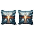 thumbnail image 1 of Ambesonne Lake Throw Pillow Cover 2 Pack, Sunset Horizon Dreamcatcher, 24", Slate Blue Orange, 1 of 1