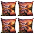 thumbnail image 1 of Ambesonne Lake Throw Pillow Cover 4 Pack, Lonely Boat Mountain Landscape, 18", Olive Green and Burnt Sienna, 1 of 7