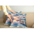 thumbnail image 1 of Ambesonne Lake Throw Pillow Cover Pack of 2, Pastel Sunset Serene Pier View, 2 Pcs-20"x20", Peach Blush Ceil Blue, 1 of 5