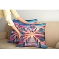 thumbnail image 1 of Ambesonne Lake Throw Pillow Cover Pack of 2, Pure Wild Mountains Feathers, 2 Pcs-16"x16", Pink Peach and Teal, 1 of 5