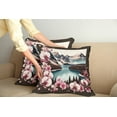 thumbnail image 1 of Ambesonne Lake Throw Pillow Cover Pack of 2, Spring Joy Landscape Orchids, 2 Pcs-36"x16", Pink Brown and Cadet Blue, 1 of 5