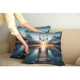 thumbnail image 1 of Ambesonne Lake Throw Pillow Cover Pack of 2, Sunset Horizon Dreamcatcher, 2 Pcs-24" x 24", Slate Blue Orange, 1 of 5