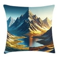 thumbnail image 1 of Ambesonne Lake Throw Pillow Cushion Cover, Dreamy Art Snowy Mountains Sun, 28" X 28", Sea Blue Dark Khaki, 1 of 2