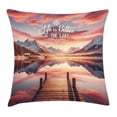thumbnail image 1 of Ambesonne Lake Throw Pillow Cushion Cover, Mesmerizing Sunset Mountains, 18" X 18", Salmon Purple Grey, 1 of 2