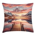 thumbnail image 1 of Ambesonne Lake Throw Pillow Cushion Cover, Mesmerizing Sunset Mountains, 28" X 28", Salmon Purple Grey, 1 of 2
