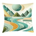 thumbnail image 1 of Ambesonne Lake Throw Pillow Cushion Cover, Mountain Minimal Marble Print, 18" X 18", Amber and Seafoam, 1 of 2