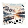 thumbnail image 1 of Ambesonne Lake Throw Pillow Cushion Cover, Mountain and Paint Splatter, 18" X 18", Peach and Pale Slate Blue, 1 of 2