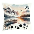 thumbnail image 1 of Ambesonne Lake Throw Pillow Cushion Cover, Mountain and Paint Splatter, 20" X 20", Peach and Pale Slate Blue, 1 of 2
