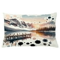thumbnail image 1 of Ambesonne Lake Throw Pillow Cushion Cover, Mountain and Paint Splatter, 26" X 16", Peach and Pale Slate Blue, 1 of 2