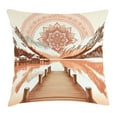 thumbnail image 1 of Ambesonne Lake Throw Pillow Cushion Cover, Mountains Pier and Mandala, 24" X 24", Salmon Redwood and Dark Rust, 1 of 2