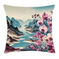 thumbnail image 1 of Ambesonne Lake Throw Pillow Cushion Cover, Orchids Earthy Cliff Mountains, 18" X 18", Pale Purple and Sea Blue, 1 of 2
