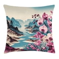 thumbnail image 1 of Ambesonne Lake Throw Pillow Cushion Cover, Orchids Earthy Cliff Mountains, 36" X 36", Pale Purple and Sea Blue, 1 of 2
