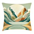 thumbnail image 1 of Ambesonne Lake Throw Pillow Cushion Cover, Pastel Rising Mountains Art, 16" X 16", Seafoam Peach and Amber, 1 of 2
