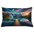 thumbnail image 1 of Ambesonne Lake Throw Pillow Cushion Cover, Wooden Pier Dramatic Night, 26" X 16", Coral Dark Turquoise, 1 of 2