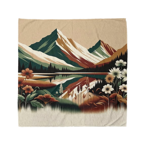 Ambesonne Lake Unisex Bandana, Peaceful Meadow Scene Woods, , Hunter Green Pale Redwood