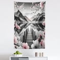 thumbnail image 1 of Ambesonne Lake Wall Hanging Tapestry, Cherry Blossoms and Mountains, 30"x45", Grey and Blush, 1 of 2