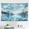 thumbnail image 1 of Ambesonne Lake Wall Hanging Tapestry, Mountain Scenery Folk Wreath, 45"x30", Slate Blue Sky Blue, 1 of 2