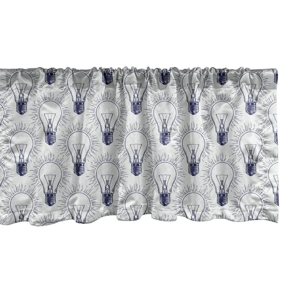 Ambesonne Lamp Sketch Valance Pack of 2, Pop Art Linear Ampule, 42"X12", Indigo and Off White