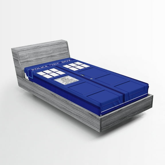 Ambesonne Landmark Fitted Sheet, Blue Brit Phone Box, Twin XL Size, Blue and White