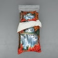 thumbnail image 1 of Ambesonne Landscape Bedding Set 3 Pcs, Botanic Fall Forest, Twin, Orange Red and White, 1 of 3