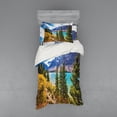 thumbnail image 1 of Ambesonne Landscape Bedding Set 3 Pcs, Canadian Glacial Lake, Twin, Aqua Mauve Green, 1 of 2