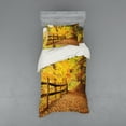 thumbnail image 1 of Ambesonne Landscape Bedding Set 3 Pcs, Fall Trees Leaf Road, Twin, Ginger Yellow Marigold, 1 of 2