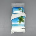 thumbnail image 1 of Ambesonne Landscape Bedding Set 3 Pcs, Sea Ocean Palm Trees, Twin, Sky Blue Green and White, 1 of 3
