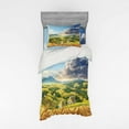 thumbnail image 1 of Ambesonne Landscape Bedding Set 3 Pcs, Summer Rural Houses, Twin, Green White Blue, 1 of 3