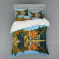 thumbnail image 1 of Ambesonne Landscape Bedding Set 4 Pcs, Lake House in Autumn, Queen, Multicolor, 1 of 2