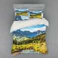 thumbnail image 1 of Ambesonne Landscape Bedding Set 4 Pcs, Mountain Forest River, Queen, Multicolor, 1 of 3
