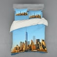 thumbnail image 1 of Ambesonne Landscape Bedding Set 4 Pcs, New York City Skyline, Queen, Pale Blue Orange, 1 of 2
