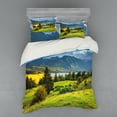 thumbnail image 1 of Ambesonne Landscape Bedding Set 4 Pcs, Summer Morning Lake, Queen, Green Blue Yellow, 1 of 2