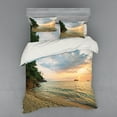 thumbnail image 1 of Ambesonne Landscape Bedding Set 4 Pcs, Tropic Botanic Forest, Queen, Turquoise Peach, 1 of 3
