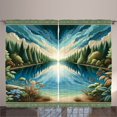 thumbnail image 1 of Ambesonne Landscape Curtains 2 Panel Set, River and Forest Symmetry, 108" x 108", Green Blue, 1 of 3