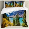thumbnail image 1 of Ambesonne Landscape Duvet Cover Set, Canadian Glacial Lake, 2-Calking, Aqua Mauve Green, 1 of 6
