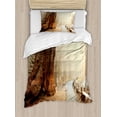 thumbnail image 1 of Ambesonne Landscape Duvet Cover Set, Foggy Forest Woods, Twin, Brown, 1 of 3