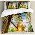 thumbnail image 1 of Ambesonne Landscape Duvet Cover Set, Vibrant Summer Sky, Queen, Green Brown, 1 of 3