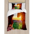 thumbnail image 1 of Ambesonne Landscape Duvet Cover Sets, Canyon at Sunset Time, 2-Twin, Green Orange, 1 of 4