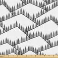 thumbnail image 1 of Ambesonne Landscape Fabric by the Yard Upholstery, Mountains with Trees Art, 3 Yards, White and Charcoal Grey, 1 of 1
